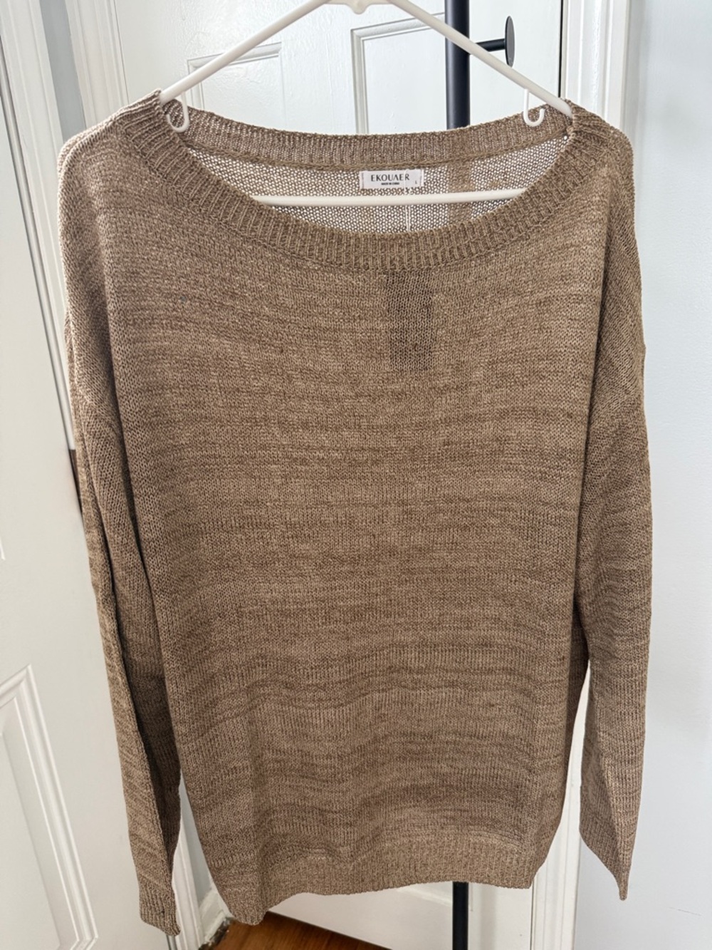 Ekouaer Women's Scoopneck Sweater lounge Set in Taupe Brown